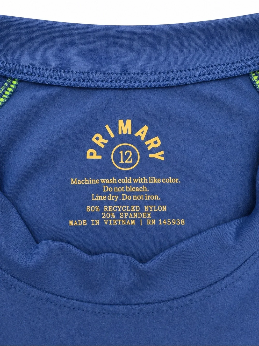 Primary Kids Blue & Green Long Sleeve Rash Guard Swim Shirt Size 12